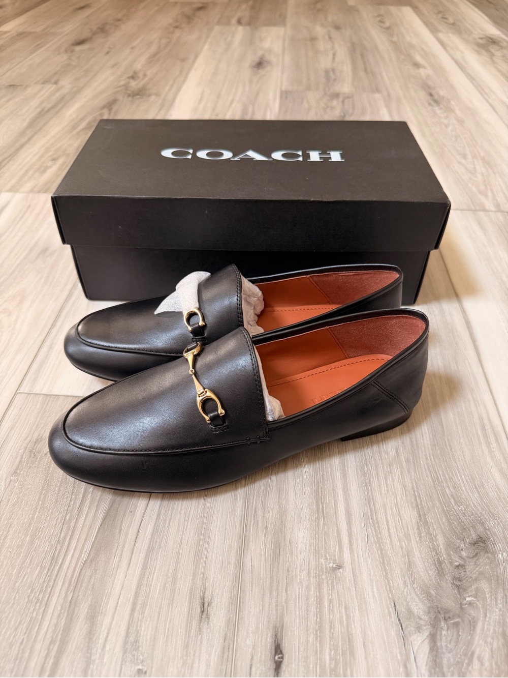 Coach Haley Leather Loafers Black Horsebit Women’s Size 7.5B New in Box